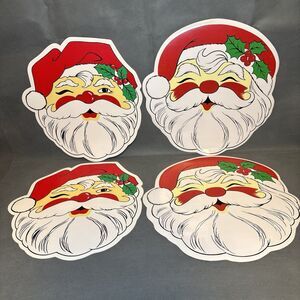 Vintage Vinyl Placemats Santa Clause Set 4 Trim A Home Kmart Christmas Retro